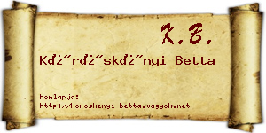 Köröskényi Betta névjegykártya